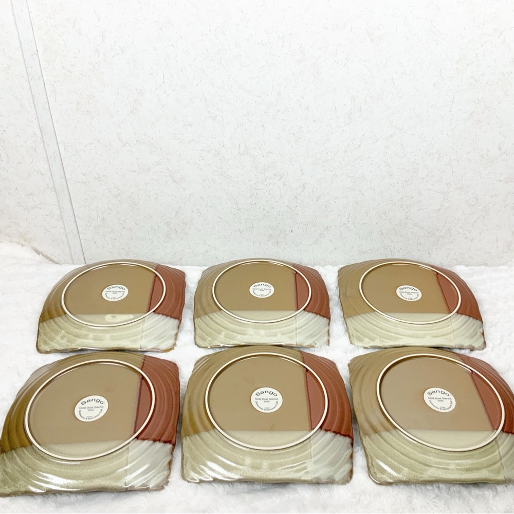 Sango Gold Dust Sienna 6 Square Salad Plates Western Southwest Earthtones Boho - Picture 13 of 14
